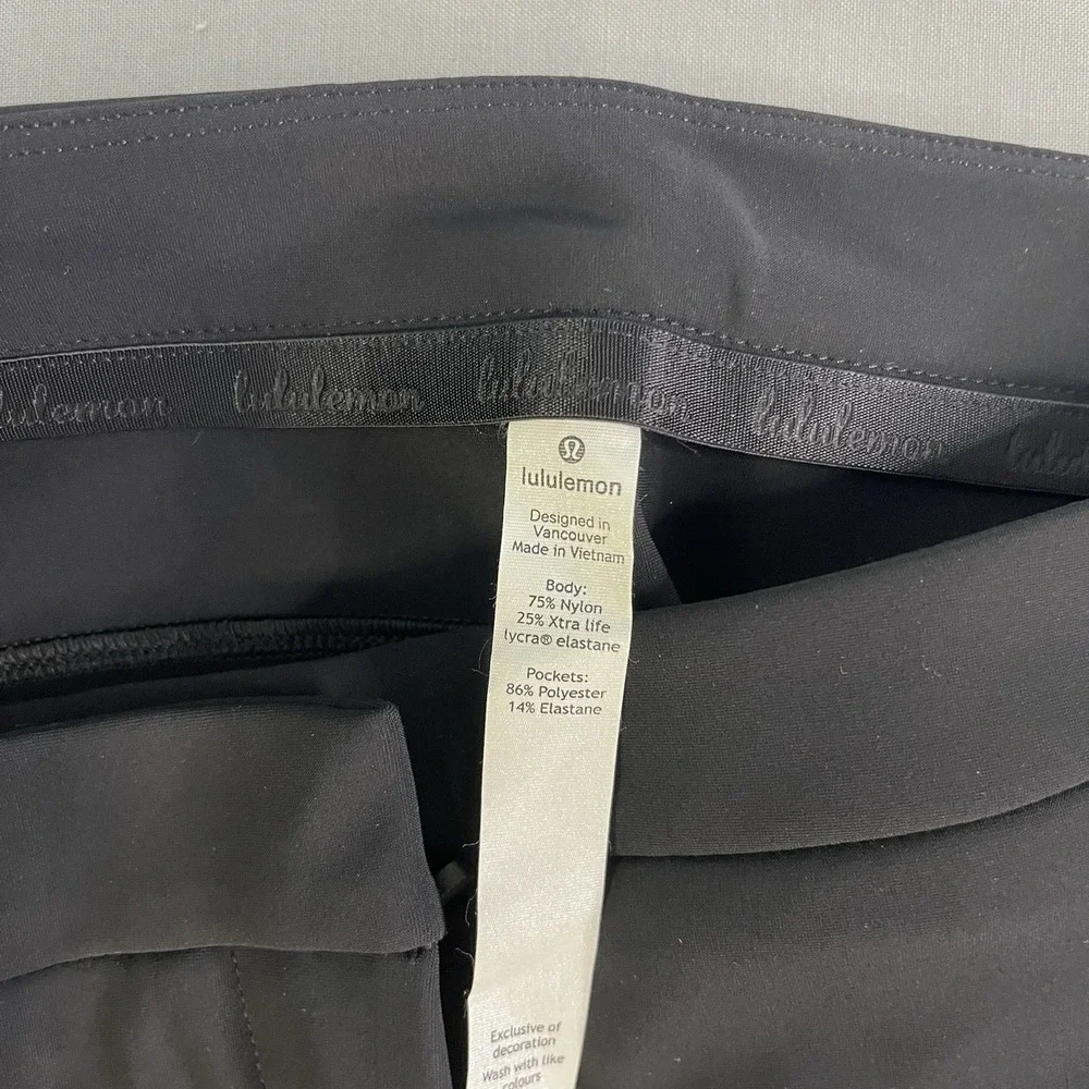 Lululemon Womens Pants Black Slim Stretch Travel Commuter Everyday Pant Size 10